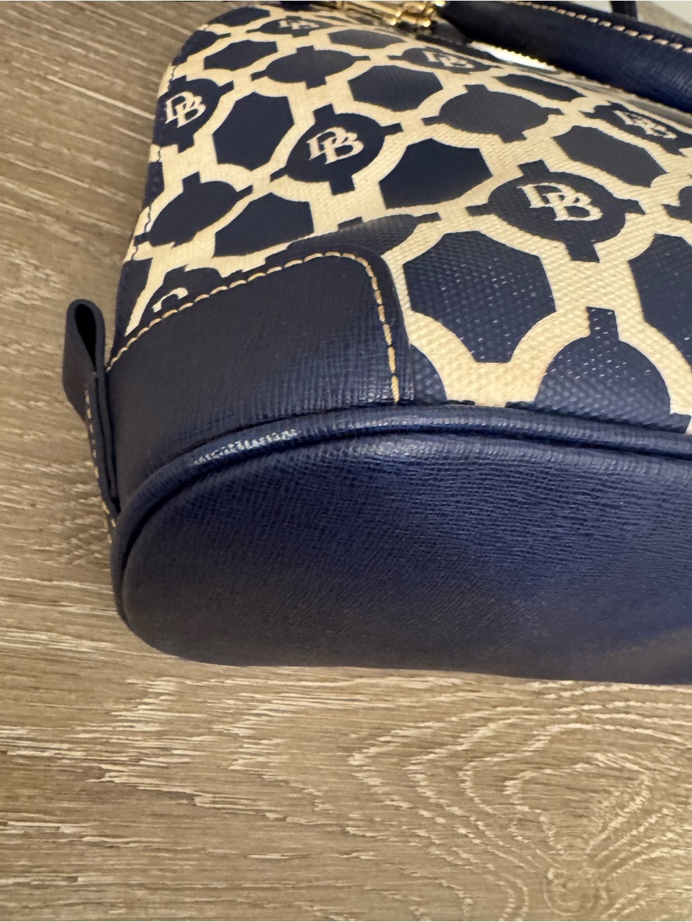 Dooney & Bourke Navy and white Patterned Satchel - Picture 13 of 16